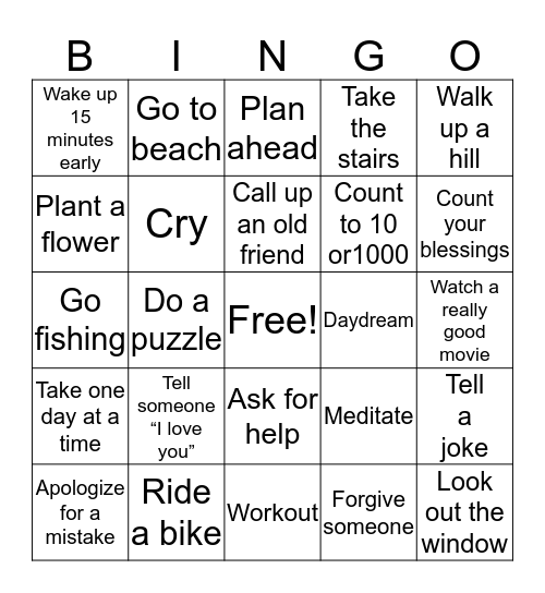 STRESS BINGO Card