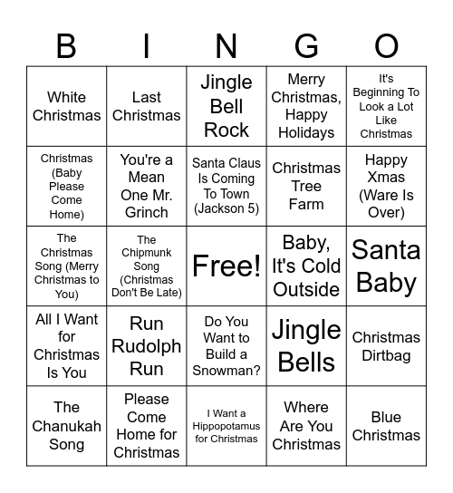 Maddy's Christmas Bingo #1 Bingo Card