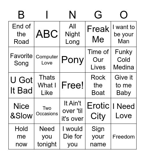 Front Row 1 / MIX Bingo Card