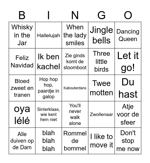 Sinterklaas muziekbingo 2023! Bingo Card