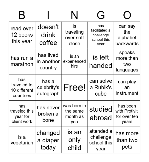 Find someone who... Bingo Card