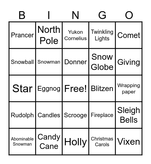 Holiday Bingo Card