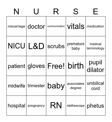 Nursing Bingo Card