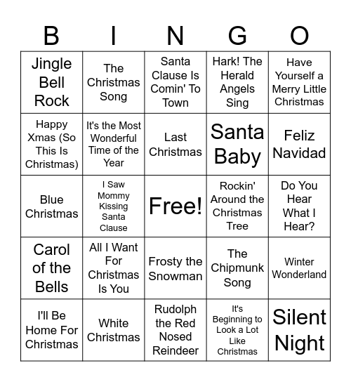 Christmas Bingo Card