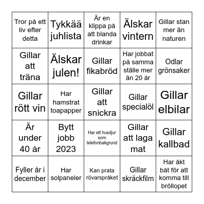 Mingelbingo - hitta någon som... Bingo Card