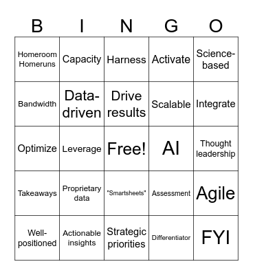 KFI BUZZWORD BINGO Card