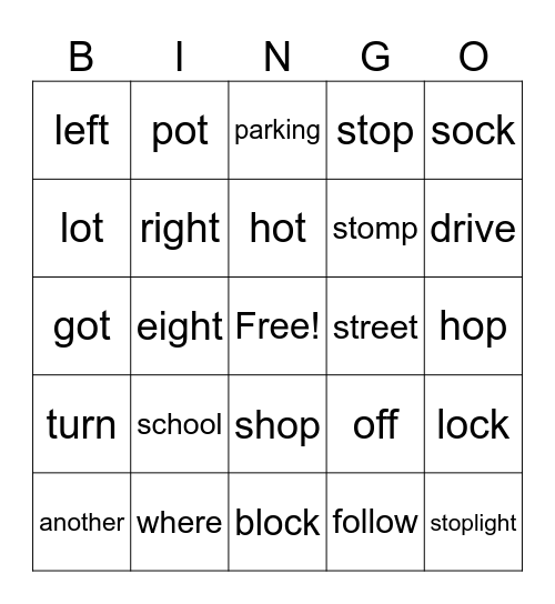 What's Next?  Lesson 5, A Ride to School Bingo Card