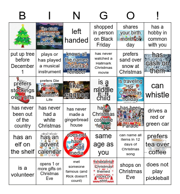 Jingle and Mingle Bingo! Bingo Card