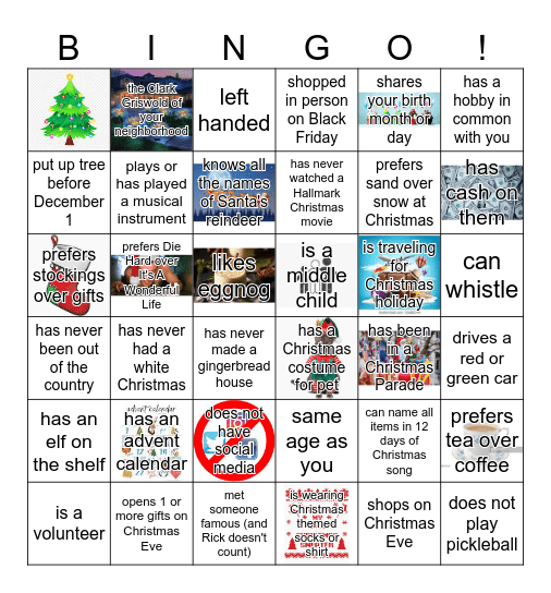 Jingle and Mingle Bingo! Bingo Card