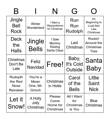 The Most Wonderful Time of the Year Bingo Card