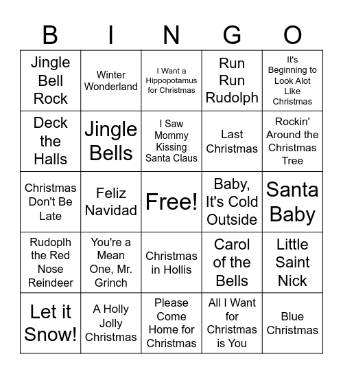 The Most Wonderful Time of the Year Bingo Card