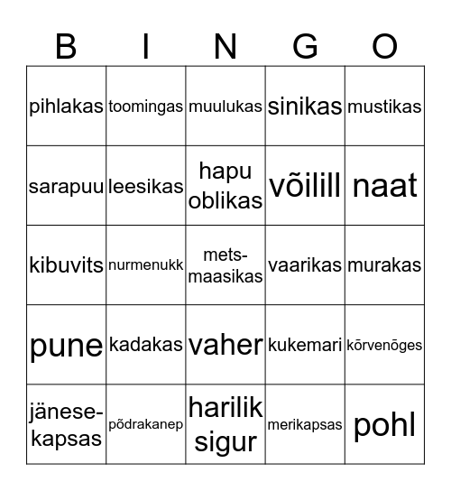 Eesti söödavad taimed Bingo Card