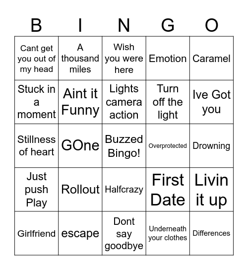 Now thats what I call music 9 & 10 Bingo Card