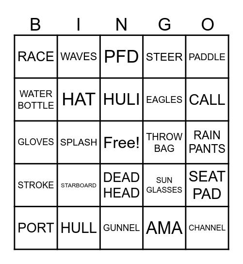 Outrigger Bingo Card