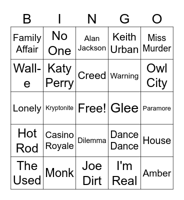 00's Video Bingo Card