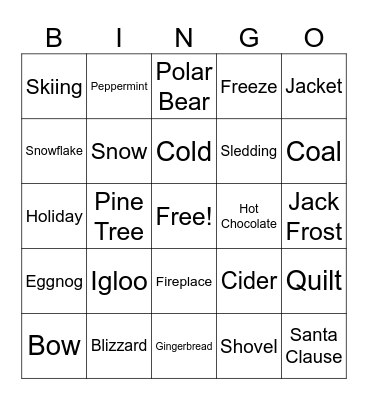 RVS Winter Email Bingo Card