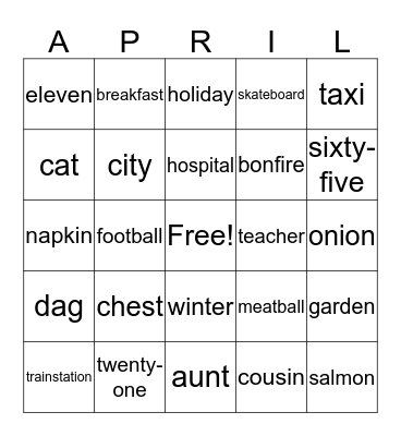 1 april Bingo Card