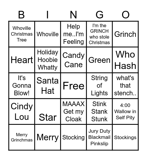 Grinch Bingo Card