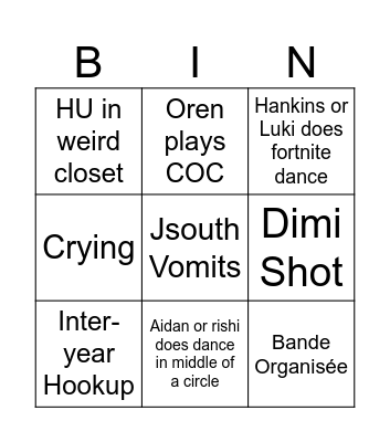 Crangose Bingo Card