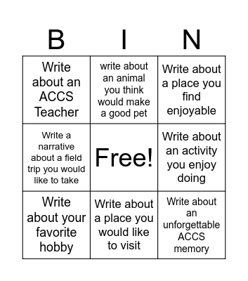 Ms.Rosa's Bingo Chart Bingo Card