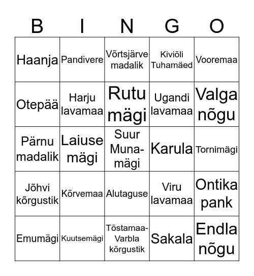 Eesti pinnavormid Bingo Card