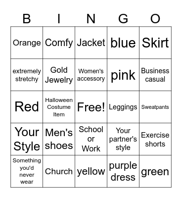 Thrifting Bingo Card