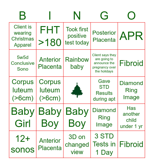 DECEMBER SONOGO Bingo Card