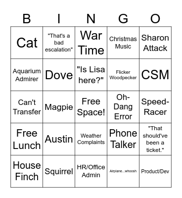 Support Bingo Card