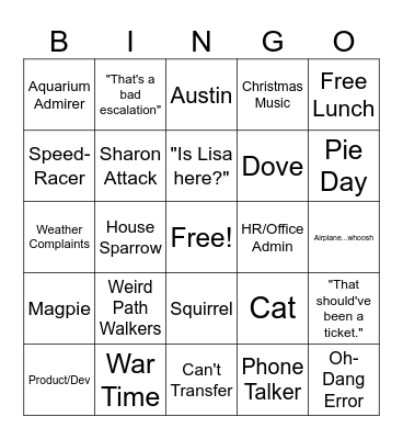 Support Bingo Card