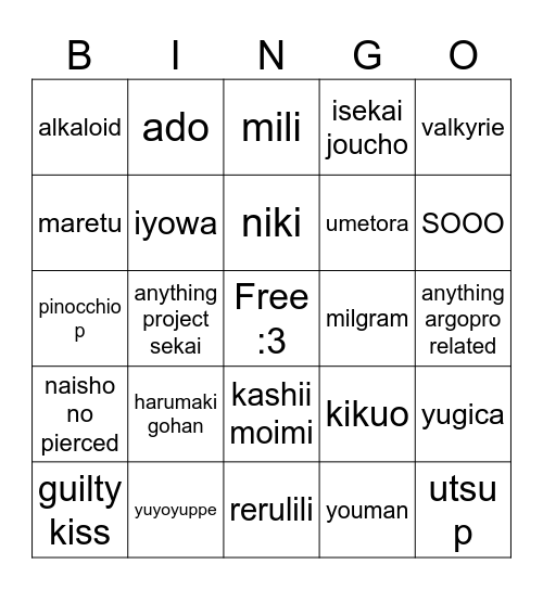 beefs mental illness Bingo Card