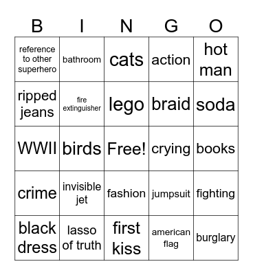 Wonder Woman: Tempest Tossed Bingo Card