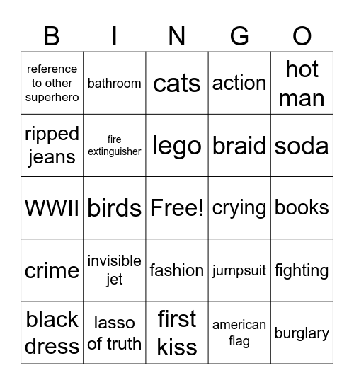 Wonder Woman: Tempest Tossed Bingo Card