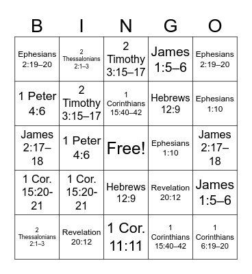 NT Doctrinal Mastery Bingo Card