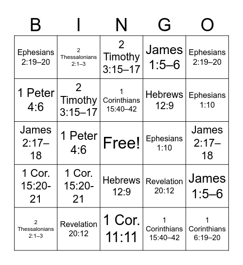 NT Doctrinal Mastery Bingo Card