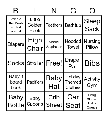 Baby Shower Bingo Card