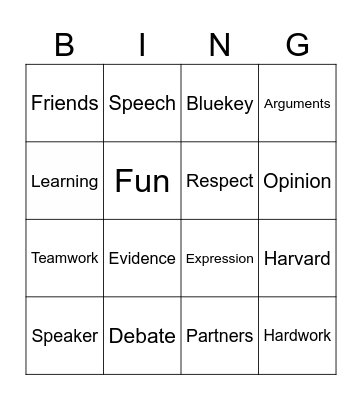 Debate Bingo Card