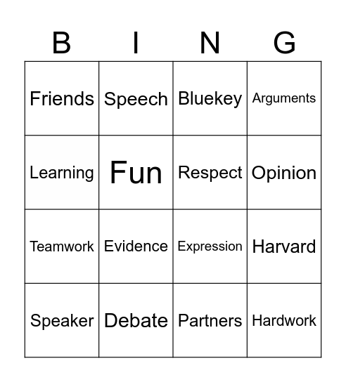 Debate Bingo Card