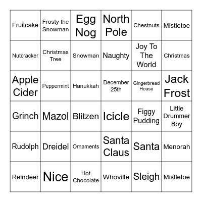 Holiday Bingo Card