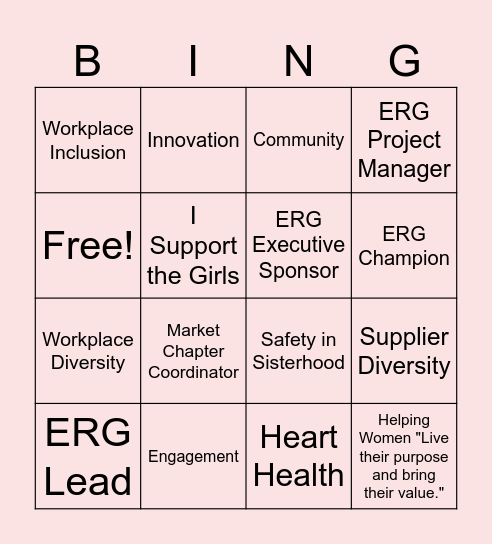 Women in Leadership ERG Bingo Card