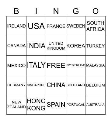 COUNTRY CALLS BINGO Card