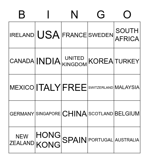 COUNTRY CALLS BINGO Card