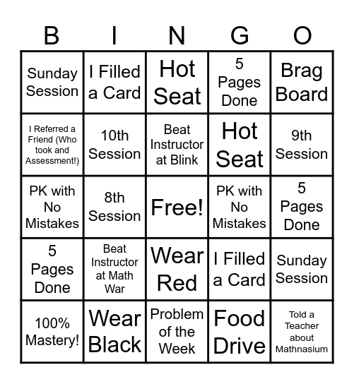 December Bingo Card