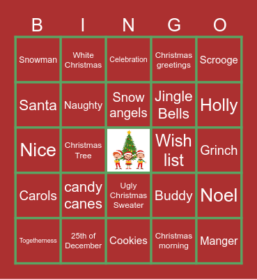 Virtual Holiday Bingo Card