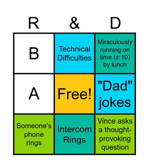 R&D Quarterly BINGO Card