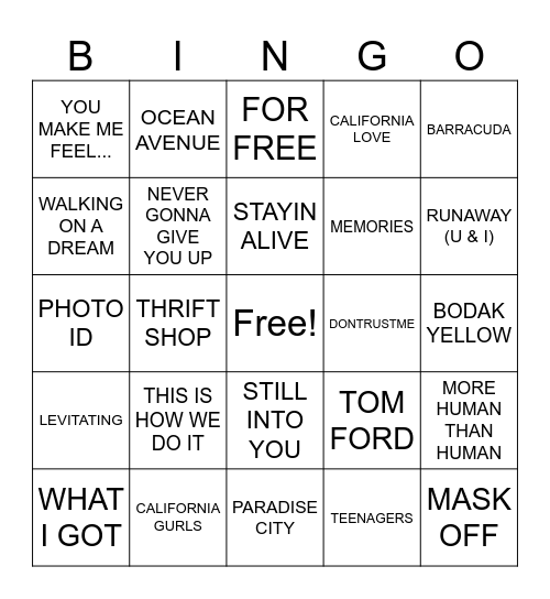 11/30- Thursday Night Football Bingo Card