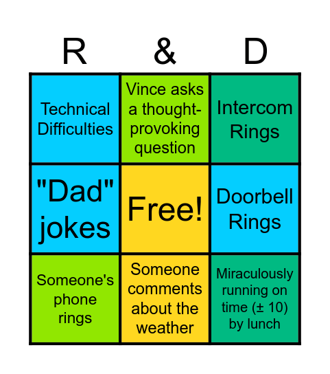 R&D Quarterly BINGO Card