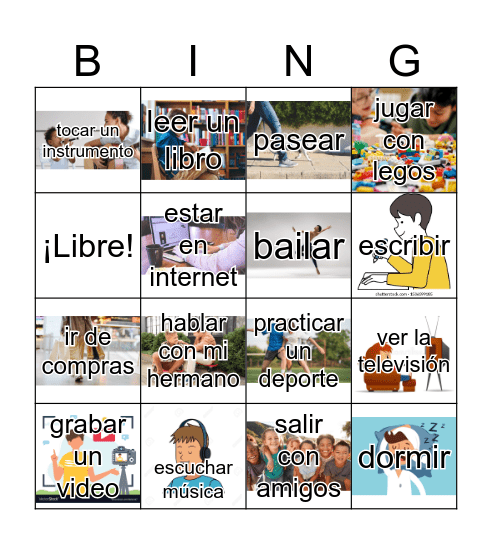 En mi tiempo libre, yo... Bingo Card