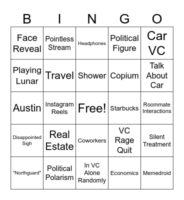 Stephen Bingo Card