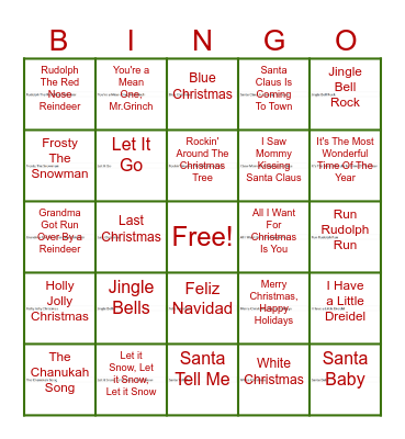 Holiday Bingo Card