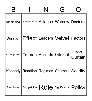 IGCSE KQ #4 Bingo Card
